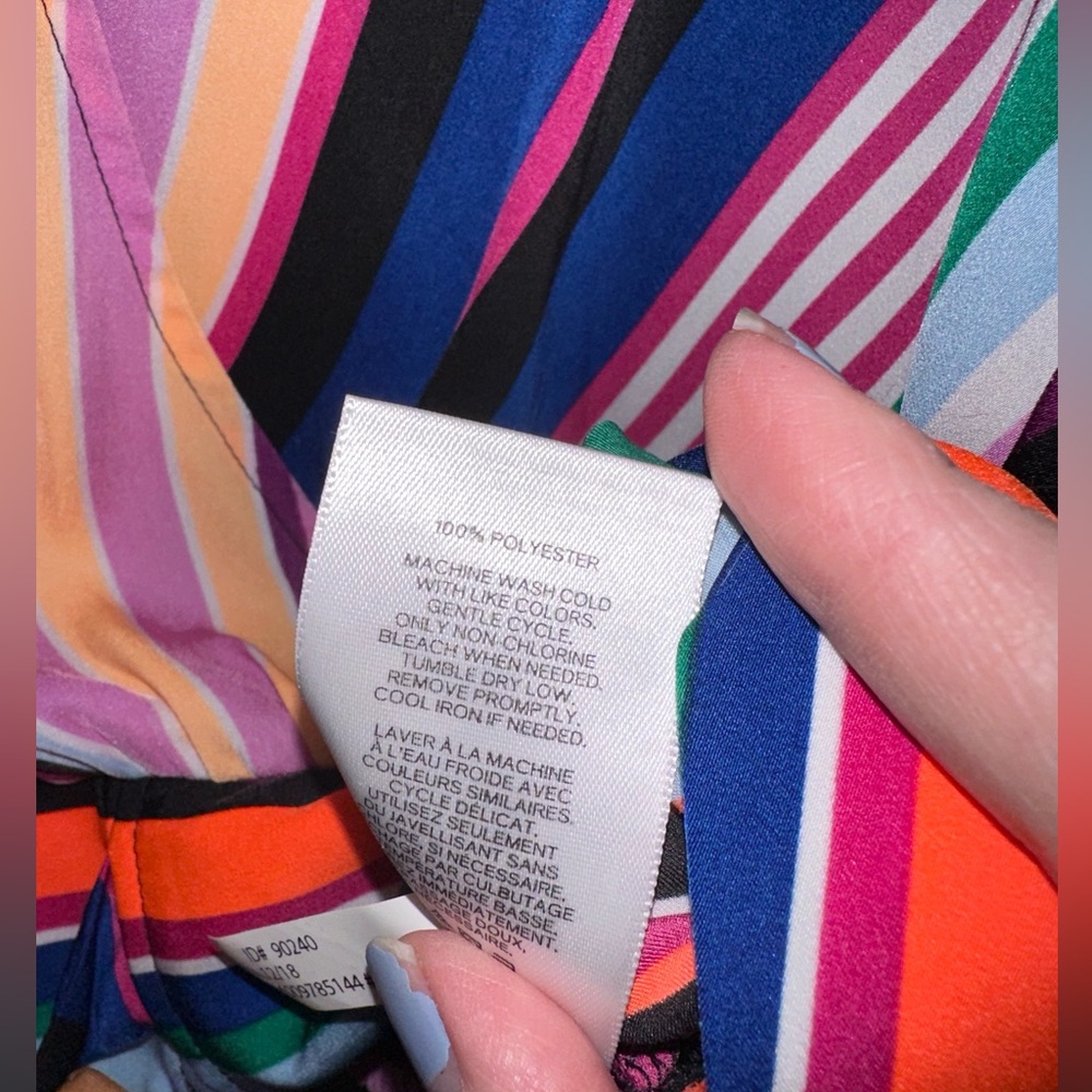 Express Striped Multi Color Wrap Top - Picture 4 of 6